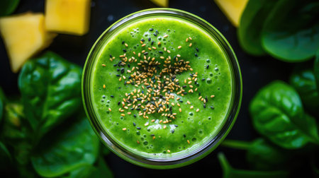 pineapple green smoothie top viewの素材