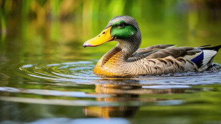 swimming mallard waterの素材