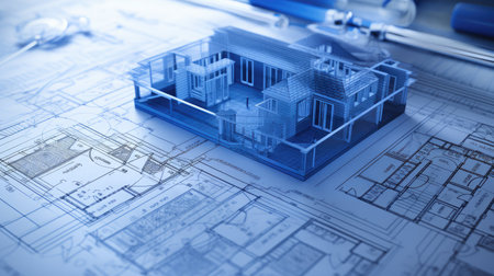 architecture home blue printsの素材