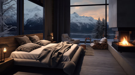 warm mountain house interiorの素材