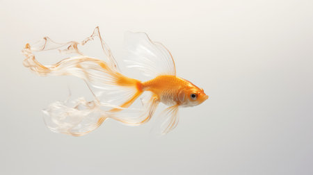 fins goldfish on whiteの素材