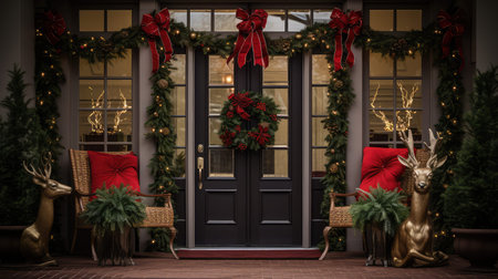 greenery front door christmasの素材