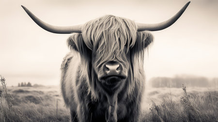 coat highland cow black and whiteの素材