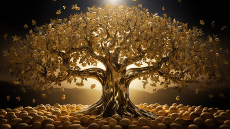 leaves gold apple treeの素材