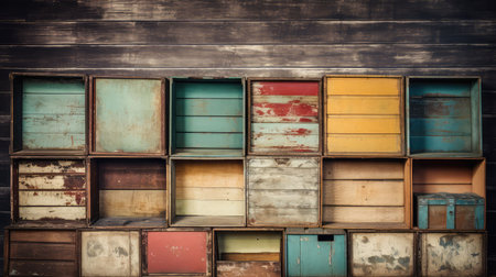 crates vintage wood backgroundの素材
