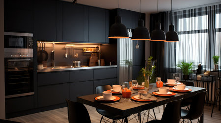 sleek small apartment kitchenの素材