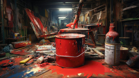 splatters red paint canの素材