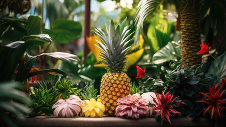 flowers pineapple plantの素材