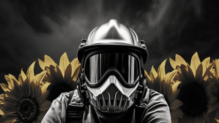 caution sunflower black and whiteの素材