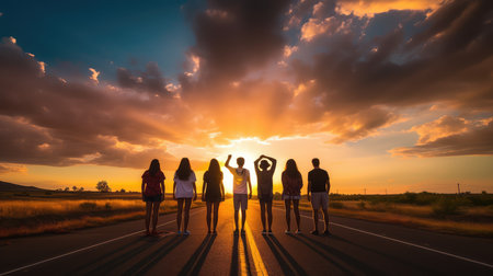 morning summer road sunriseの素材