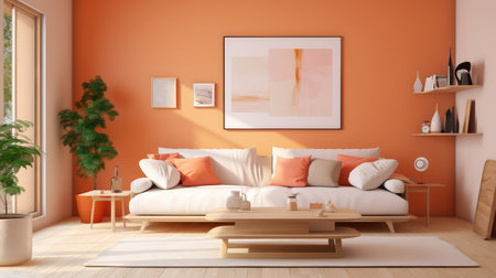minimalist orange livingroomの素材