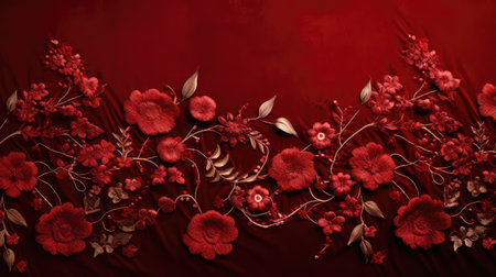 floral red velvet backgroundの素材
