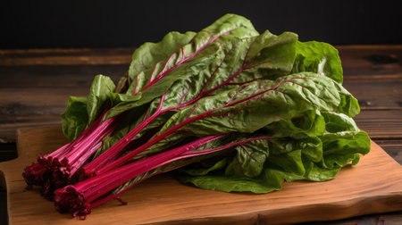 fresh red mustard greensの素材