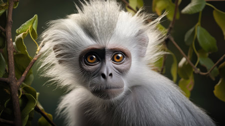 eyes silvered leaf monkeyの素材