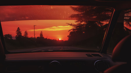 car sun through windowの素材