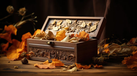 wooden open box isolatedの素材