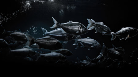 fish water black backgroundの素材