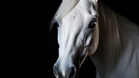 eyes white horse black backgroundの素材