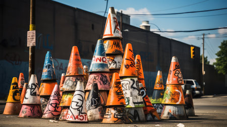 graffiti road conesの素材