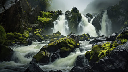 cascade rocks and waterの素材