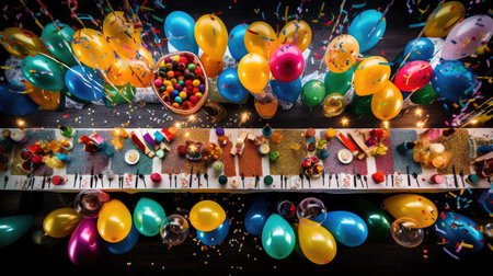 cake party table top viewの素材