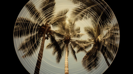 fronds palm trees in circleの素材