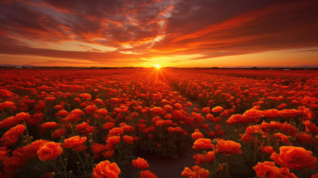 serene orange and green backgroundの素材