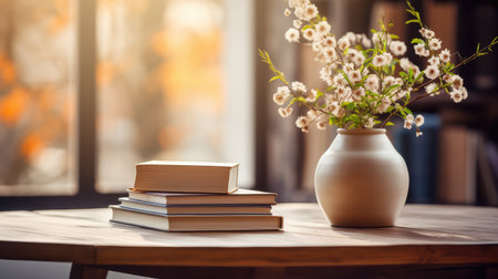 cozy table with blurred backgroundの素材