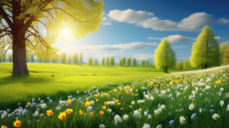 lush spring green backgroundの素材