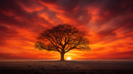 fiery orange sunsetの素材