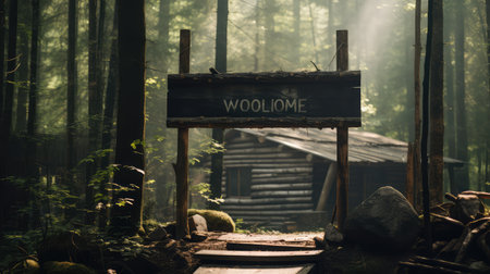 cabin black wood signの素材