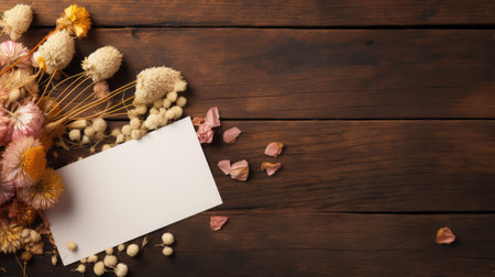 rustic blank card on tableの素材