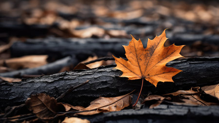 autumn black fall leavesの素材