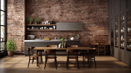 stylish brick wall wood floorの素材