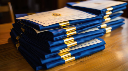 recognition certificate blue and goldの素材