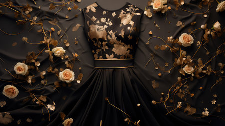 fashion black and gold floralの素材