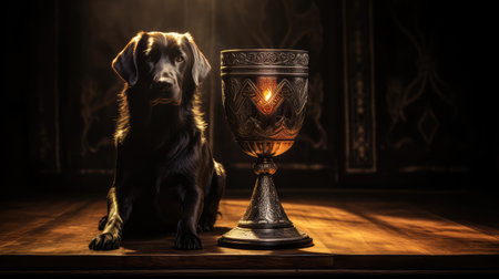 wooden black dog illustrationの素材