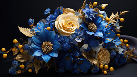 contrast blue and gold flowersの素材