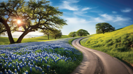 flowers blue bonnet roadの素材