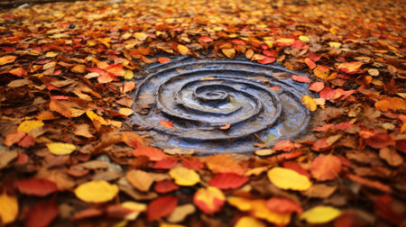 leaves yellow red swirlの素材