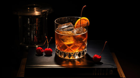 cocktail black leather book coverの素材