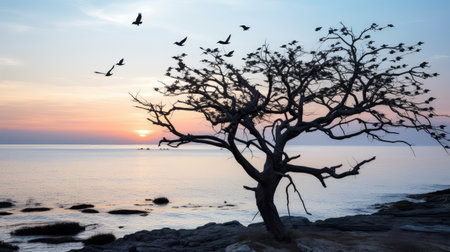 sky bird in a treeの素材