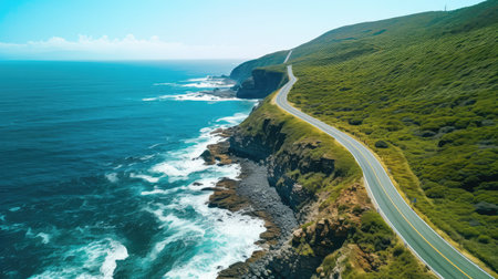 horizon aerial view roadの素材