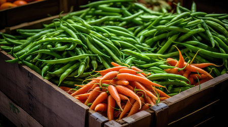 organic carrots and green beansの素材