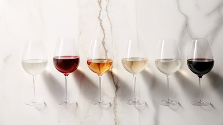 arranged wine glass from aboveの素材