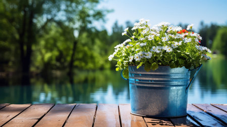 reflection bucket with waterの素材