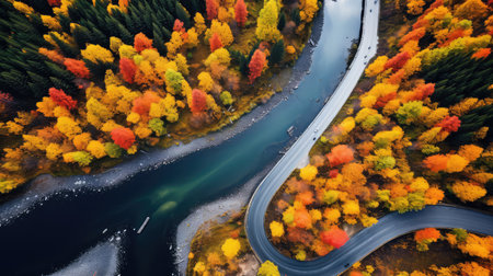 foliage fall tree forest aerialの素材