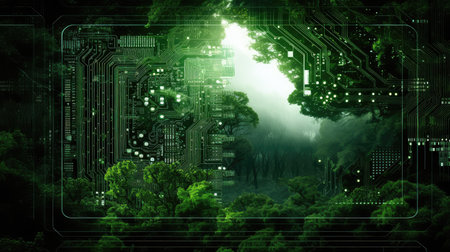 technology green binaryの素材