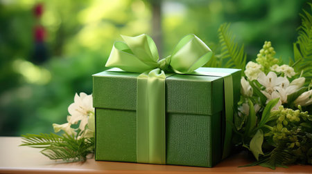 ribbon green gift boxの素材