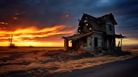 abandonment crumbling houseの素材